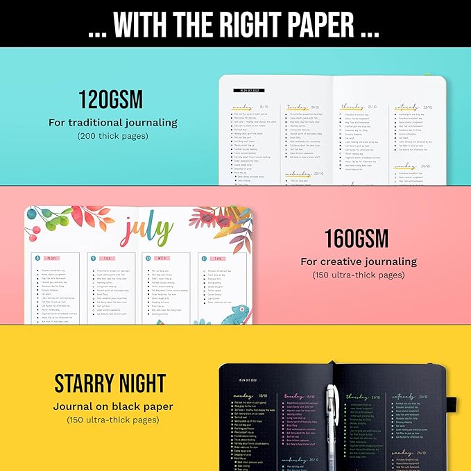 Bullet Dotted Journal Dot Grid Notebook | B5 Daily Journaling Notebooks for Personal Writing, Work, Women | 160gsm Thick Paper, Hard cover, Lay Flat Binding | B5 < 8.5 x 11 Cuaderno Libretas de apuntes