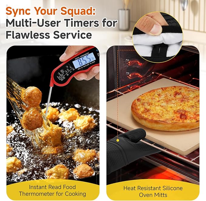 Commercial Kitchen Timers for Cooking, 12-Channel Timer for Commercial Kitchens, Heavy-Duty Loud Alarm Timer for Restaurants, Stainless Steel, LED Technology