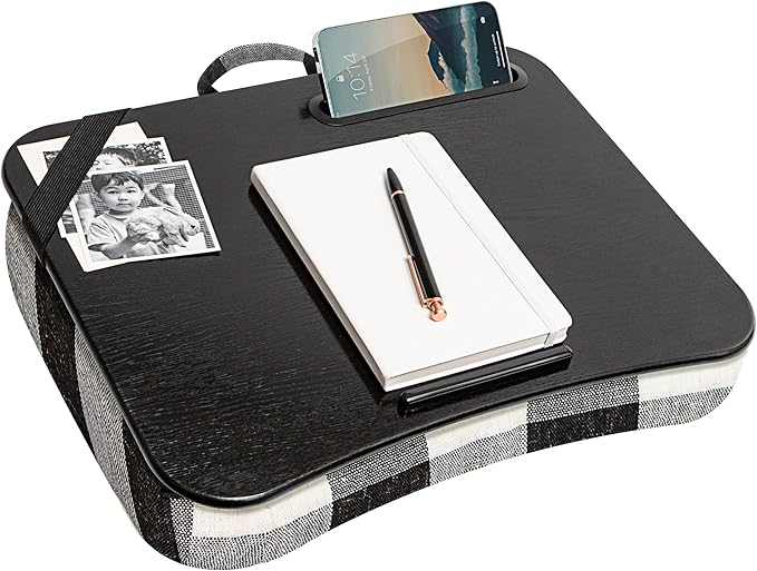 LAPGEAR Designer Lap Desk with Phone Holder and Device Ledge - Buffalo Check - Fits up to 15.6 Inch Laptops - Style No. 45428