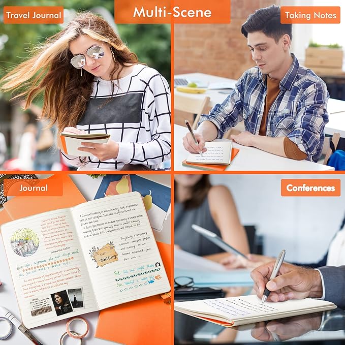 feela 36 Pack Soft Cover Journal Bulk, Lined Blank Travel Journal for Women Men Writing, Notebooks College Ruled for Work, Note Taking Notebook School Business Supplies, 8.2” x 5.5”, A5, Orange