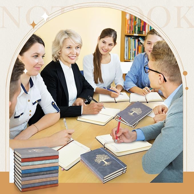 10 Pack Lined Journal Notebook A5 Leather Hardcover Journals for Writing 200 Pages 10 Colors Notepad for Travel Work School Office Business Note Taking Diary 5.7" x 8.3" (Retro Color)