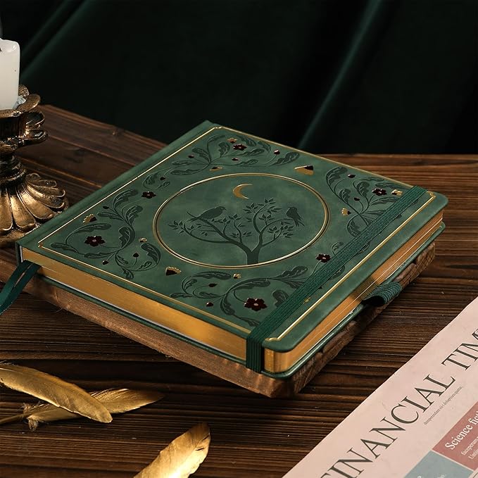 TIEFOSSI Dotted Journal Notebook, Dot Grid Notebook for Women Men, Hardcover PU Leather Journal, 160 GSM Thick Paper, 160 Numbered Pages with Gold Edges, 8 x 8 Square Diary