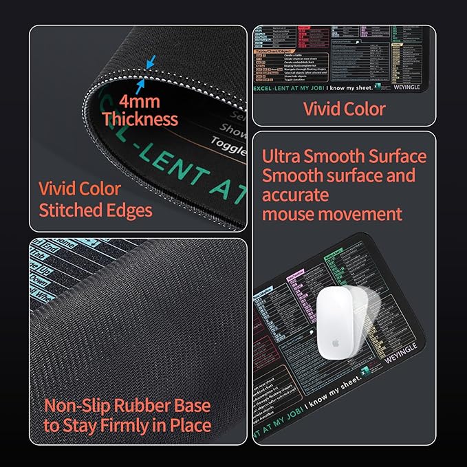 Wireless Charging Mouse Pad with Foldable Phone Stand &Excel Shortcut Keys 15W Qi Fast Charging Desk Mat XXL Non-Slip Surface for Gaming/Office, Compatible with Qi-Enabled Phones (31.5x11.8x0.16inch)