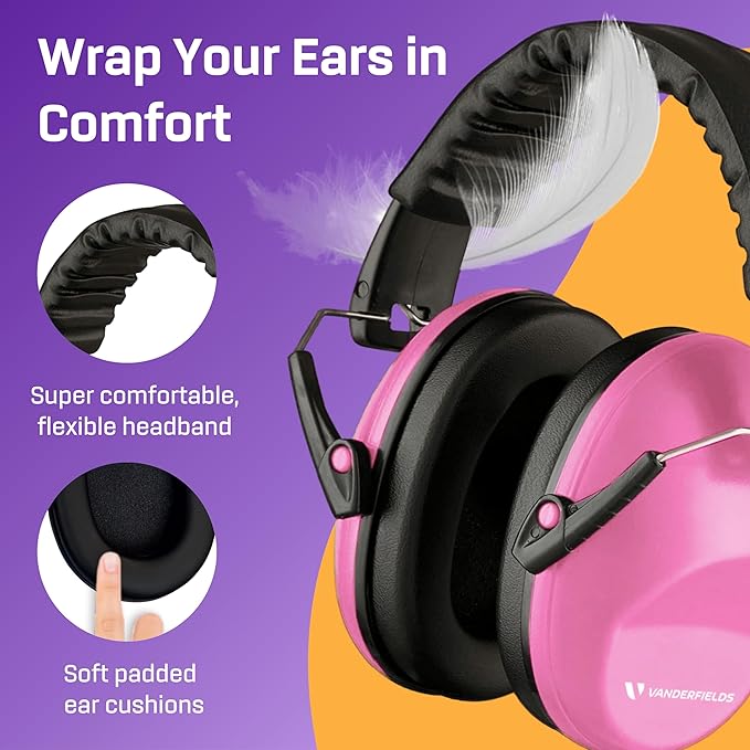 Vanderfields Hearing Protection Headphones - 26dB - Range Shooting Ear Protection - Noise Cancelling Ear Muffs for Adults