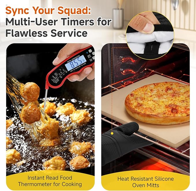 Commercial Kitchen Timers for Cooking, 8-Channel Timer for Commercial Kitchens, Heavy-Duty Loud Alarm Timer for Restaurants, Stainless Steel, LED Technology