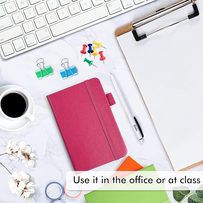 feela Pocket Small Notebooks Bulk, Mini Cute Notepads Hardcover College Ruled Lined Journals with Pen Holder for School Business Memos, with 15 Black Pens, 3.5”x 5.5”, 15 Pack, A6, Solid Colors