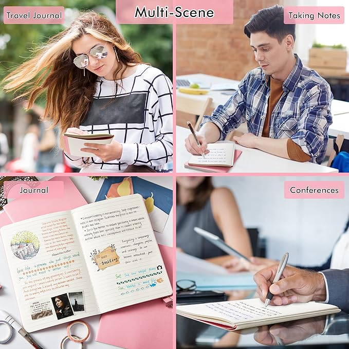 feela 36 Pack Soft Cover Journal Bulk, Lined Blank Travel Journal for Women Men Writing, Notebooks College Ruled for Work, Note Taking Notebook School Business Supplies, 8.2” x 5.5”, A5, Pink