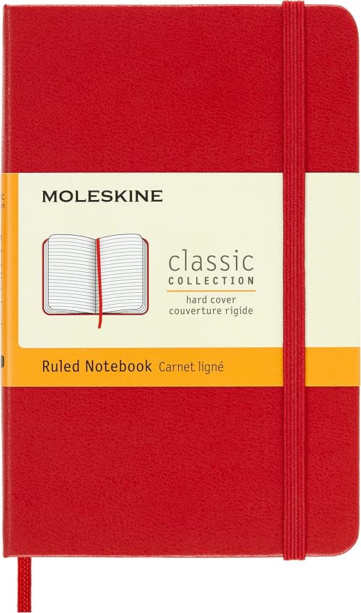 Moleskine Classic Notebook, Hard Cover, Pocket (3.5" x 5.5") Ruled/Lined, Scarlet Red, 192 Pages