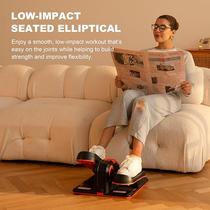 TOUSAINS Under Desk Elliptical Machine with App, Electric Ellipse Leg Exerciser for Seniors with 7 Adjustable Speeds, Portable Elliptical Training Machines Fully Assembled with Remote Control