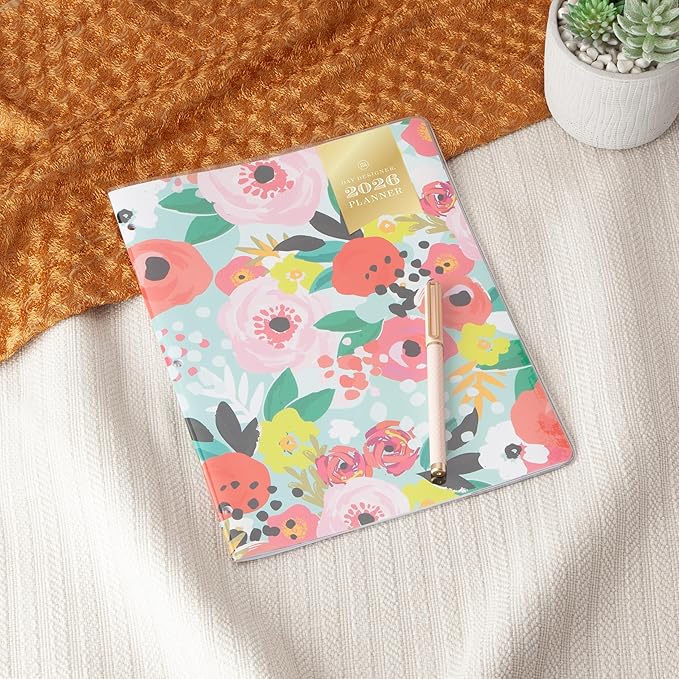 Blue Sky Day Designer 2026 Monthly Planner Calendar, January 2026 - December 2026, 8.5" x 11", Clear Flexible Cover, Stapled Binding, Secret Garden Mint